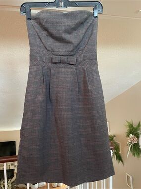 Forever 21 Strapless Plaid A-Line Dress in Brown